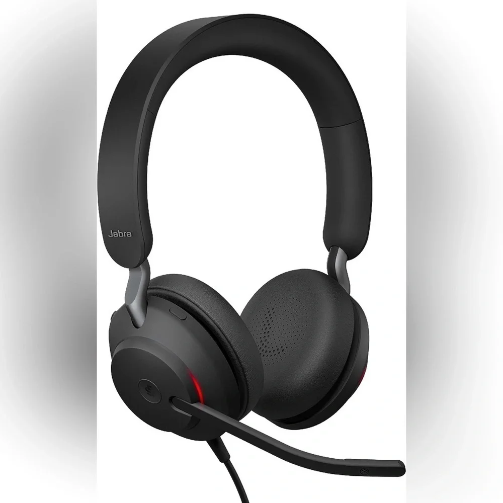 Jabra Evolve2 40 UC Wired Headphones, USB-C, Black, Passive Noise Cancellation.